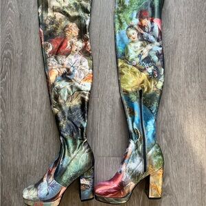 Current Mood Painting Thigh-High Boots - Dolls Kill